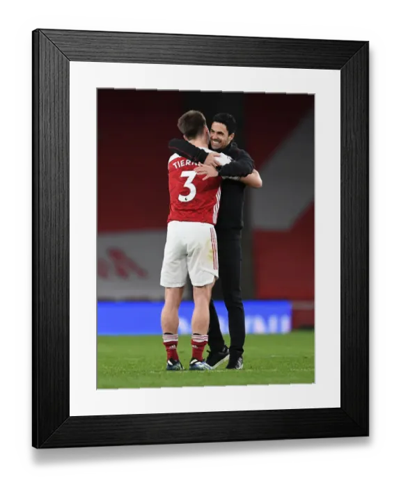 Framed Print : Arsenal Manager Mikel Arteta Embraces Kieran Tierney After Arsenal vs. Tottenham Hotspur Match, 2020-21 Premier League Framed Print : Arsenal Manager Mikel Arteta Embraces Kieran Tierney After Arsenal vs. Tottenham Hotspur Match, 2020-21 Premier League