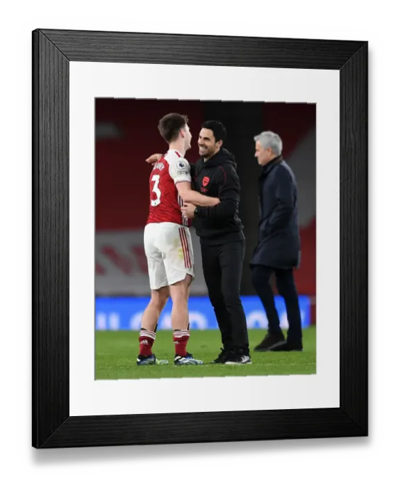 Framed Print : Arsenal's Mikel Arteta and Kieran Tierney Celebrate Victory Over Tottenham Hotspur Framed Print : Arsenal's Mikel Arteta and Kieran Tierney Celebrate Victory Over Tottenham Hotspur