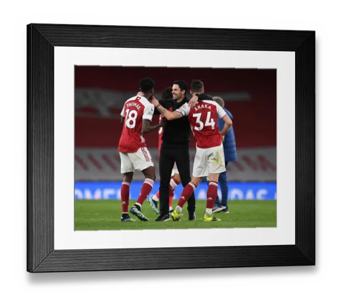 Framed Print : Arsenal's Victory: Arteta Celebrates with Partey and Xhaka Framed Print : Arsenal's Victory: Arteta Celebrates with Partey and Xhaka