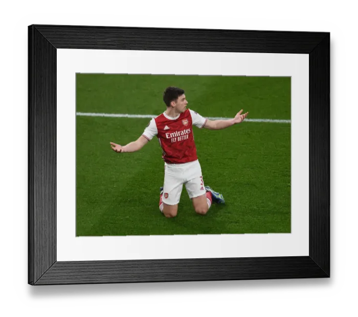 Framed Print : Arsenal's Kieran Tierney in Europa League Action: Arsenal vs. Olympiacos (2020-21) - Behind Closed Doors