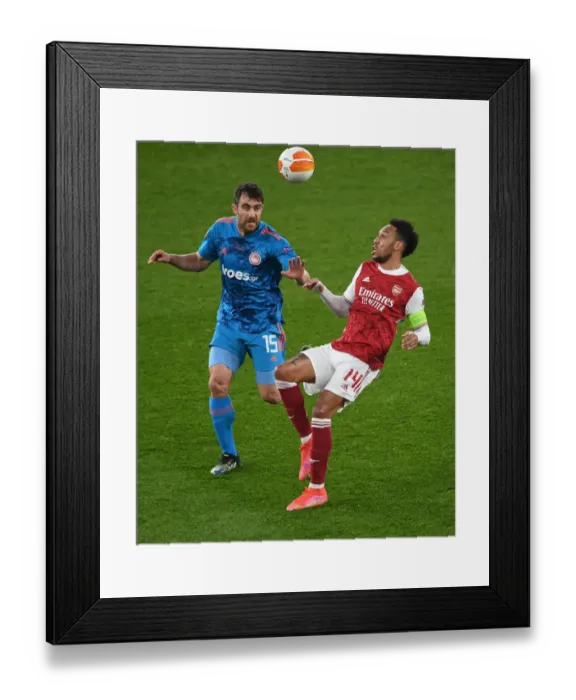 Framed Print : Arsenal's Aubameyang in Empty Europa League Clash Against Olympiacos