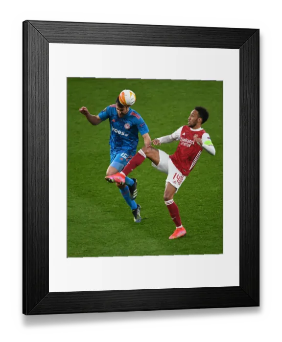 Framed Print : Arsenal vs Olympiacos: Aubameyang Faces Off in Empty Europa League Clash