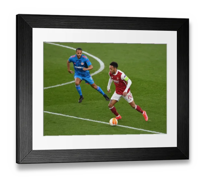 Framed Print : Arsenal's Aubameyang Faces Olympiacos in Empty Emirates Stadium during Europa League Clash Amid Pandemic Framed Print : Arsenal's Aubameyang Faces Olympiacos in Empty Emirates Stadium during Europa League Clash Amid Pandemic