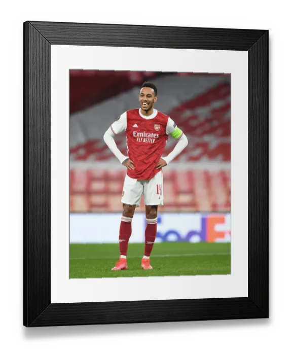 Framed Print : Arsenal's Aubameyang in UEFA Europa League Action vs. Olympiacos (Behind Closed Doors)