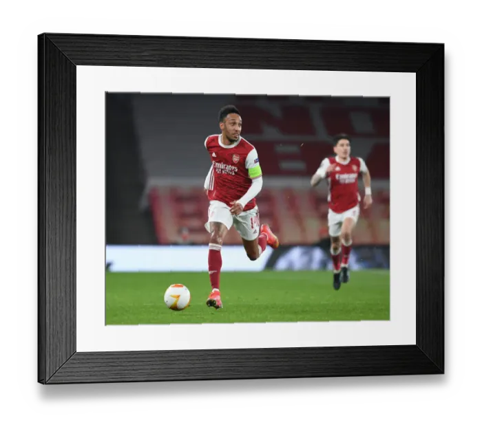 Framed Print : Arsenal's Aubameyang in UEFA Europa League: Arsenal vs Olympiacos (Behind Closed Doors) Framed Print : Arsenal's Aubameyang in UEFA Europa League: Arsenal vs Olympiacos (Behind Closed Doors)