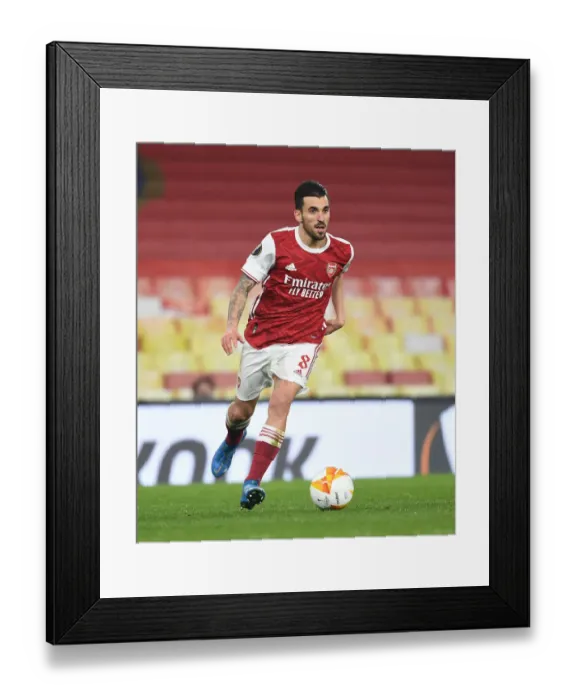Framed Print : Empty Emirates: Dani Ceballos Plays On as Arsenal Face Olympiacos in Quiet Europa League Clash Amidst Coronavirus Restrictions