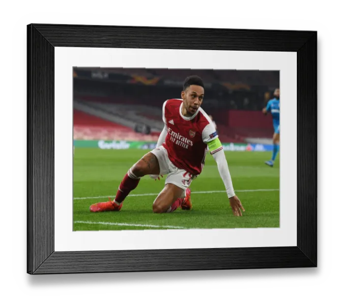 Framed Print : Arsenal's Aubameyang Plays in Empty Emirates Stadium Against Olympiacos during Europa League Match Amid Pandemic Framed Print : Arsenal's Aubameyang Plays in Empty Emirates Stadium Against Olympiacos during Europa League Match Amid Pandemic