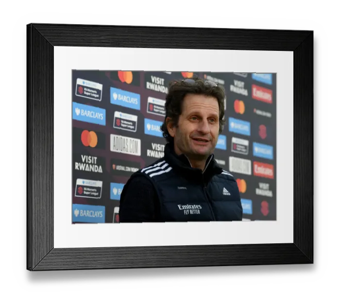 Framed Print : Arsenal Women vs Manchester United Women: Montemurro's Pre-Match Interview (FA WSL, 2021) - Arsenal Boss Speaks Ahead of Clash with Manchester United