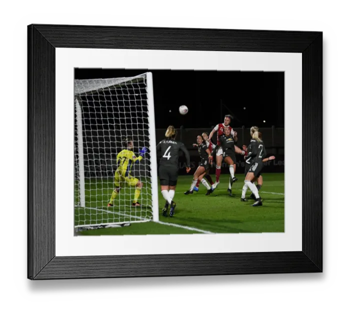 Framed Print : Lotte Wubben-Moy Scores in Empty Meadow Park: Arsenal Women Defeat Manchester United Women in FA WSL Match, 2021