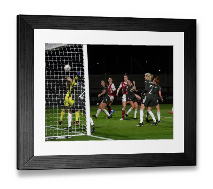 Framed Print : Arsenal's Lotte Wubben-Moy Scores Historic Goal in Empty Meadow Park Against Manchester United Women (FA WSL 2021) Framed Print : Arsenal's Lotte Wubben-Moy Scores Historic Goal in Empty Meadow Park Against Manchester United Women (FA WSL 2021)