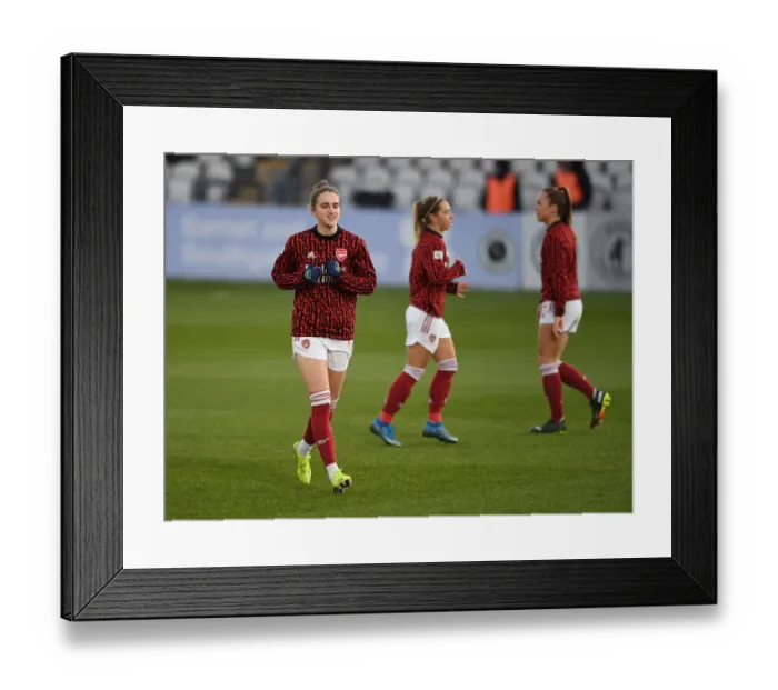 Framed Print : Arsenal's Miedema Prepares for FA WSL Clash Against Manchester United Amid Empty Stands (2020-21)