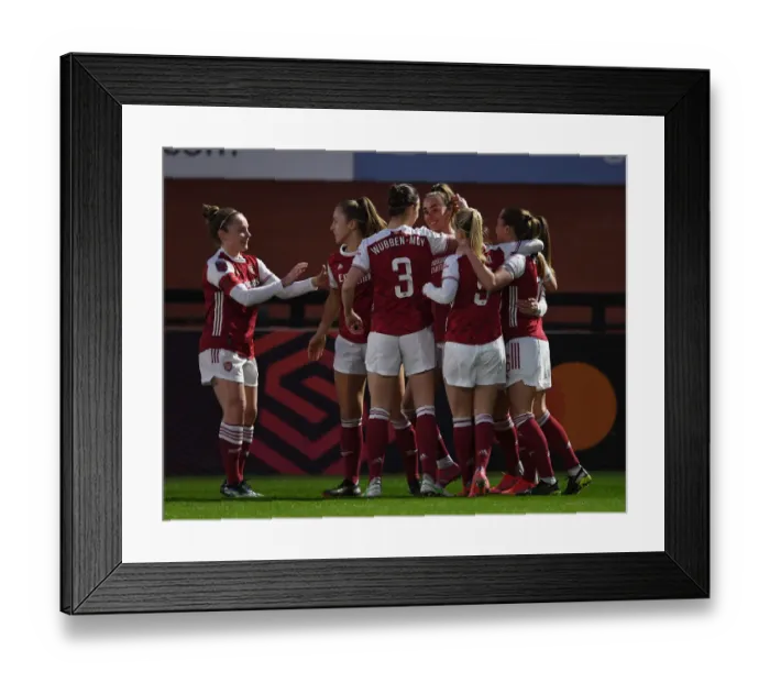 Framed Print : Arsenal's Jill Roord Scores Historic First Goal in Empty Meadow Park Against Manchester United Women Framed Print : Arsenal's Jill Roord Scores Historic First Goal in Empty Meadow Park Against Manchester United Women