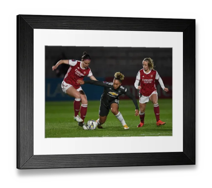 Framed Print : Arsenal Women vs Manchester United Women: FA WSL Clash in Empty Stands (2020-21)