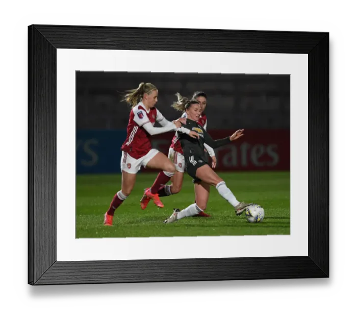 Framed Print : Arsenal vs Manchester United: Women's FA Super League Clash Amidst Empty Stands (Beth Mead vs Jackie Groenen) Framed Print : Arsenal vs Manchester United: Women's FA Super League Clash Amidst Empty Stands (Beth Mead vs Jackie Groenen)