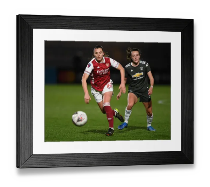 Framed Print : Arsenal Women vs Manchester United Women: FA WSL Clash at Empty Meadow Park (March 2021)