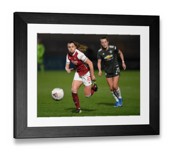 Framed Print : FA WSL Showdown: Arsenal vs Manchester United in Empty Stands (2020-21)