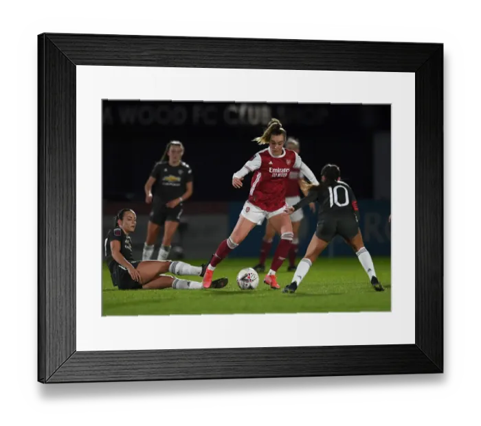 Framed Print : Empty Meadow Park: Arsenal Women vs Manchester United Women Clash in FA WSL Amidst Coronavirus Restrictions (March 19, 2021)