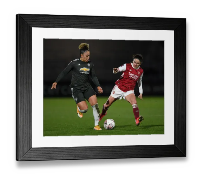 Framed Print : Arsenal vs Manchester United: FA WSL Showdown in Empty Stands (2021) Framed Print : Arsenal vs Manchester United: FA WSL Showdown in Empty Stands (2021)