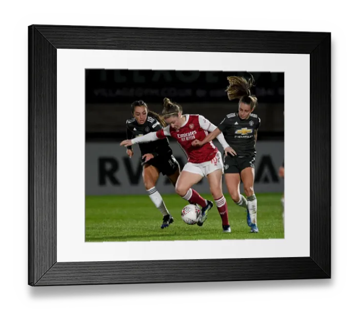 Framed Print : Arsenal Women vs Manchester United Women: FA WSL Clash at Empty Meadow Park (2020-21) Framed Print : Arsenal Women vs Manchester United Women: FA WSL Clash at Empty Meadow Park (2020-21)