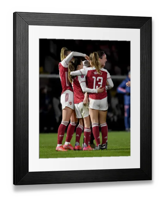 Framed Print : Arsenal Women's Historic Victory: Lotte Wubben-Moy Scores Second Goal Against Manchester United in Empty Meadow Park