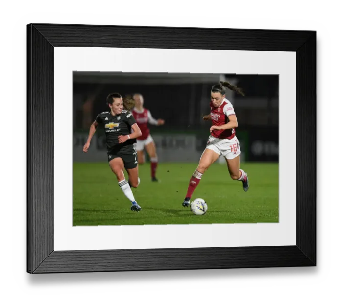 Framed Print : Arsenal Women vs Manchester United Women: FA WSL Clash at Empty Meadow Park (March 2021)