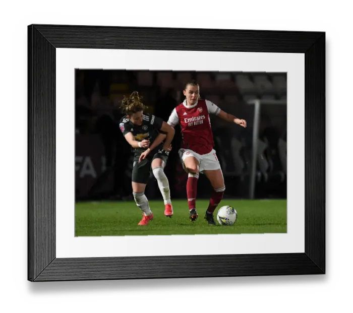 Framed Print : FA WSL Showdown: Arsenal vs Manchester United in Empty Stands (2020-21)