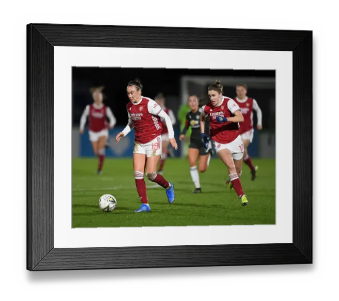Framed Print : FA WSL Showdown: Caitlin Foord vs Vivianne Miedema - Arsenal Women vs Manchester United Women in Empty Meadow Park