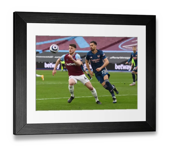 Framed Print : Pablo Mari vs. Declan Rice: A Battle at London Stadium - Arsenal vs. West Ham United, Premier League 2021 (Behind Closed Doors)