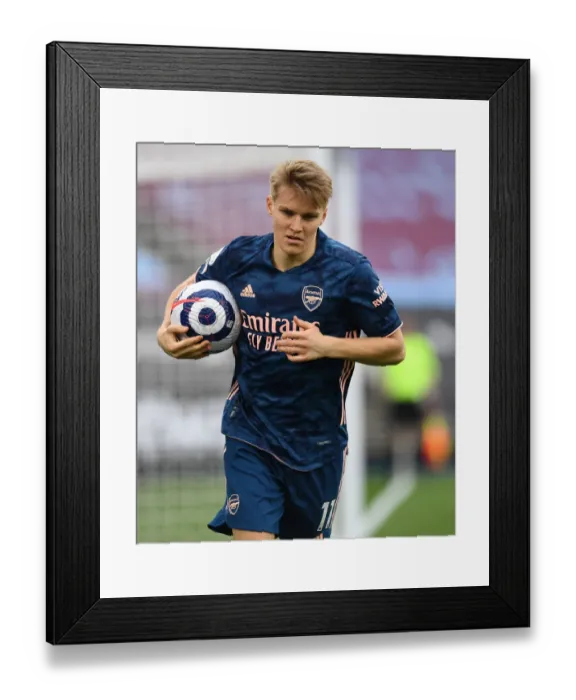 Framed Print : Martin Odegaard in Action: Arsenal's Midfield Maestro Shines Against West Ham United, Premier League 2020-21