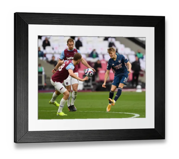 Framed Print : Martin Odegaard Chips Past Tomas Soucek: West Ham vs Arsenal, Premier League 2020-21