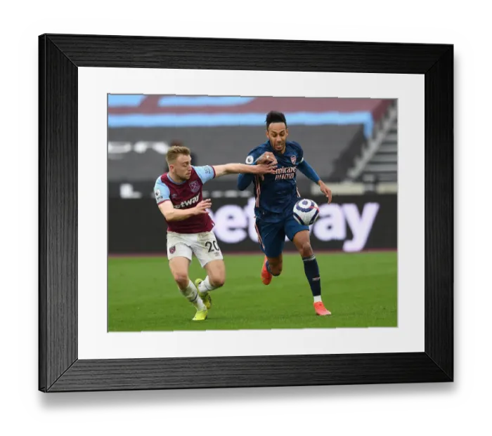 Framed Print : Aubameyang vs. Bowen: Battle at London Stadium - West Ham United vs. Arsenal, Premier League 2020-21 Framed Print : Aubameyang vs. Bowen: Battle at London Stadium - West Ham United vs. Arsenal, Premier League 2020-21