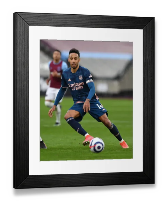 Framed Print : Aubameyang in Action: Arsenal vs. West Ham, Premier League 2020-21