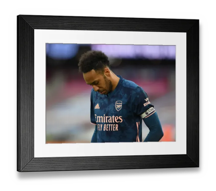 Framed Print : Arsenal's Aubameyang in Action against West Ham United - Premier League 2020-21