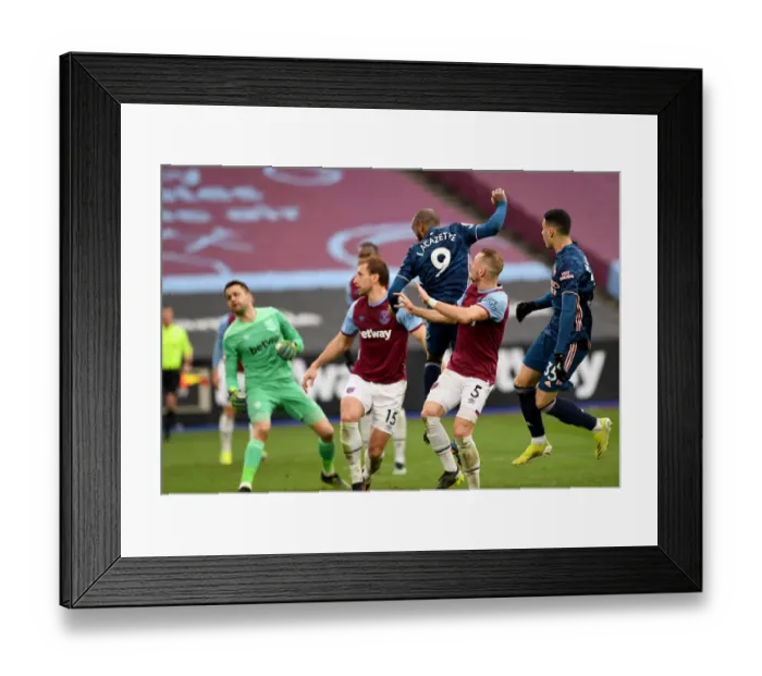 Framed Print : Alexandre Lacazette Scores Arsenal's Third Goal: West Ham United vs Arsenal, Premier League 2020-21