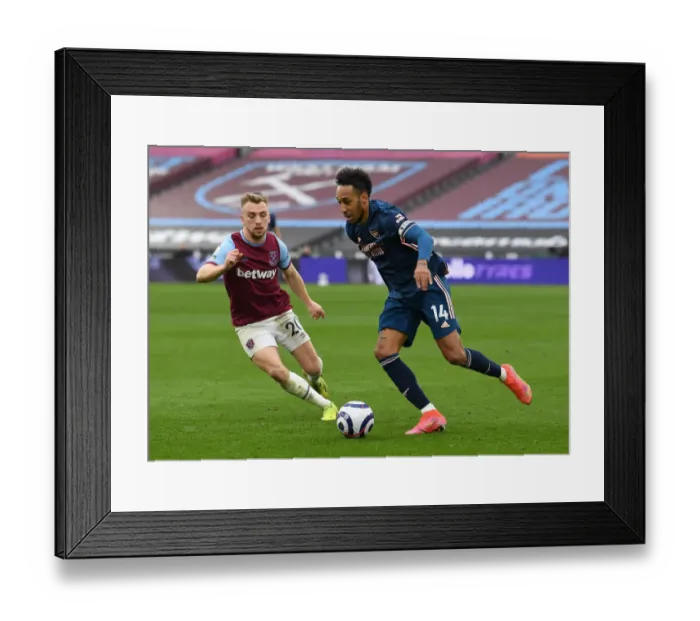 Framed Print : Aubameyang vs. Bowen: Clash of the Premier League Titans - West Ham United vs. Arsenal