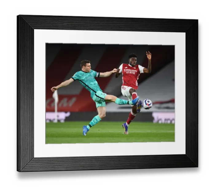 Framed Print : Thomas Partey vs. James Milner: Intense Rivalry in Empty Emirates - Arsenal v Liverpool, 2021 Premier League