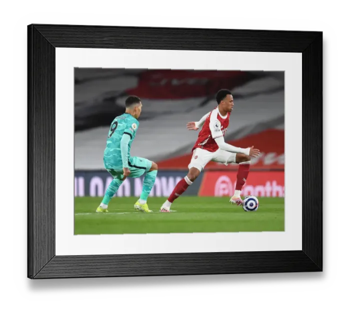Framed Print : Gabriel Breaks Past Firmino: Arsenal vs. Liverpool, 2021-22 Premier League, Emirates Stadium Framed Print : Gabriel Breaks Past Firmino: Arsenal vs. Liverpool, 2021-22 Premier League, Emirates Stadium