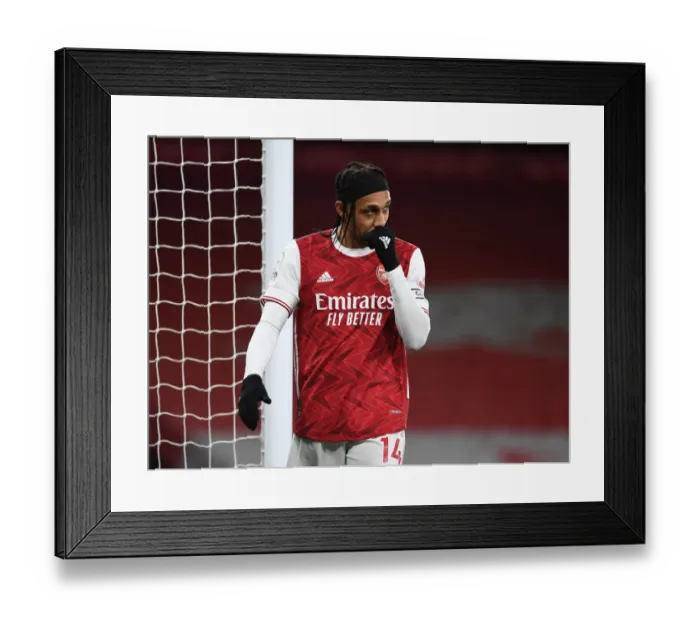 Framed Print : Arsenal's Aubameyang Faces Liverpool in Empty Emirates Stadium, Premier League 2021 Framed Print : Arsenal's Aubameyang Faces Liverpool in Empty Emirates Stadium, Premier League 2021