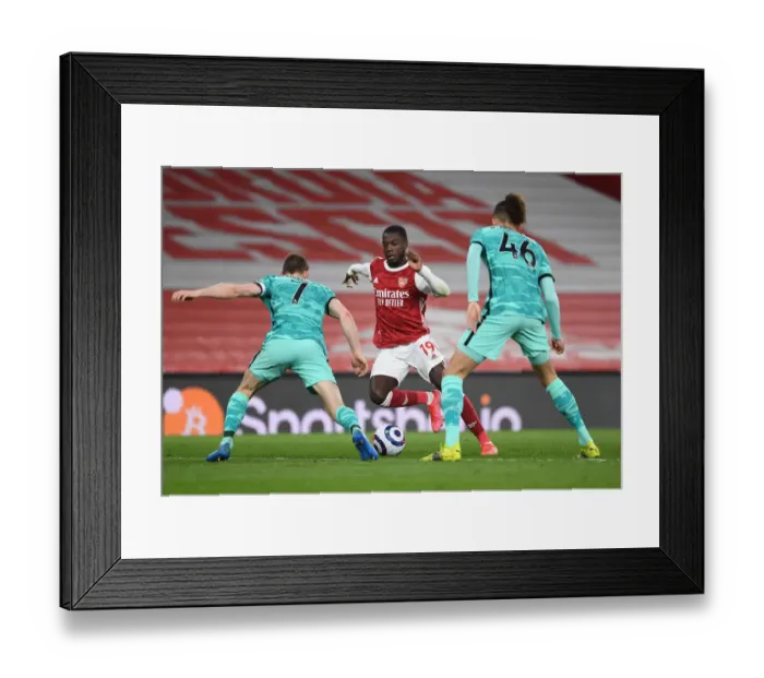 Framed Print : Empty Battle: Pepe vs. Milner & Williams - Arsenal vs. Liverpool, Premier League 2021 Framed Print : Empty Battle: Pepe vs. Milner & Williams - Arsenal vs. Liverpool, Premier League 2021