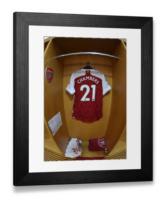 Framed Print : Empty Arsenal: Calum Chambers Silent Hangar Amid Arsenal vs. Liverpool Clash (2021)