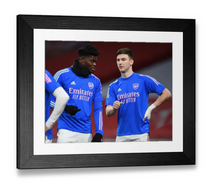Framed Print : Arsenal's Partey and Tierney: Gearing Up for the Arsenal vs. Liverpool Clash (2020-21)