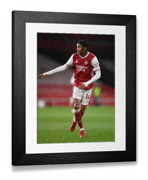 Framed Print : Arsenal vs. Liverpool: Aubameyang in Action at the Emirates Stadium, Premier League 2020-21