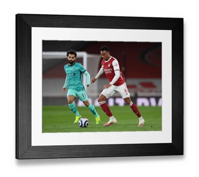 Framed Print : Intense Rivalry: Magalhaes vs Salah - Arsenal vs Liverpool, Premier League 2020-21 Framed Print : Intense Rivalry: Magalhaes vs Salah - Arsenal vs Liverpool, Premier League 2020-21
