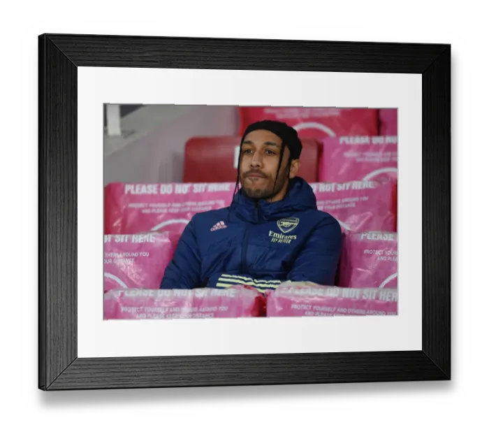 Framed Print : Arsenal FC vs Slavia Praha: Aubameyang Ready in Empty Emirates Stadium - UEFA Europa League Quarterfinal