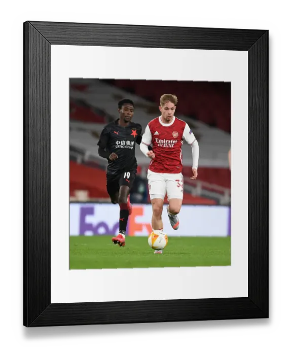 Framed Print : Emile Smith Rowe Surges Past Slavia Praha's Dorley in Empty Emirates Stadium: Arsenal's Europa League Quarterfinal Thriller Framed Print : Emile Smith Rowe Surges Past Slavia Praha's Dorley in Empty Emirates Stadium: Arsenal's Europa League Quarterfinal Thriller