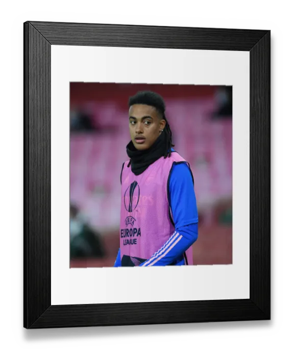 Framed Print : Arsenal FC vs Slavia Praha: Miguel Azeez in UEFA Europa League Quarterfinal at Empty Emirates Stadium Framed Print : Arsenal FC vs Slavia Praha: Miguel Azeez in UEFA Europa League Quarterfinal at Empty Emirates Stadium