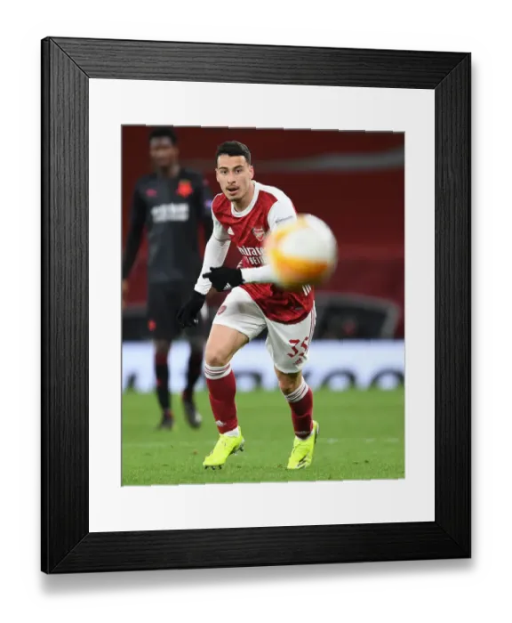 Framed Print : Arsenal's Gabriel Martinelli at Empty Emirates: Arsenal vs Slavia Praha, Europa League Quarterfinal Amidst Coronavirus Restrictions