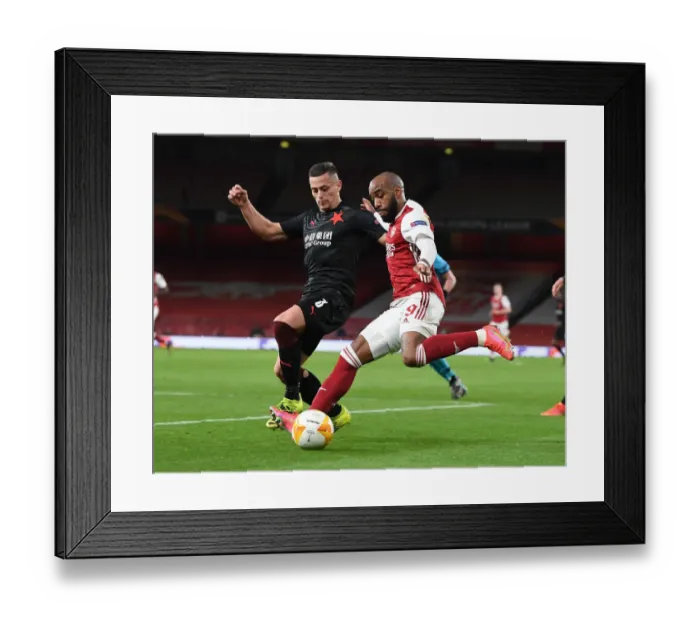 Framed Print : Arsenal vs Slavia Praha: Alex Lacazette Faces Off in Empty Europa League Quarterfinal Framed Print : Arsenal vs Slavia Praha: Alex Lacazette Faces Off in Empty Europa League Quarterfinal