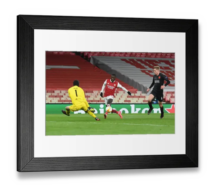 Framed Print : Pepe's Chip: Arsenal's Europa League Goal in Empty Emirates Stadium (2020-21) Framed Print : Pepe's Chip: Arsenal's Europa League Goal in Empty Emirates Stadium (2020-21)