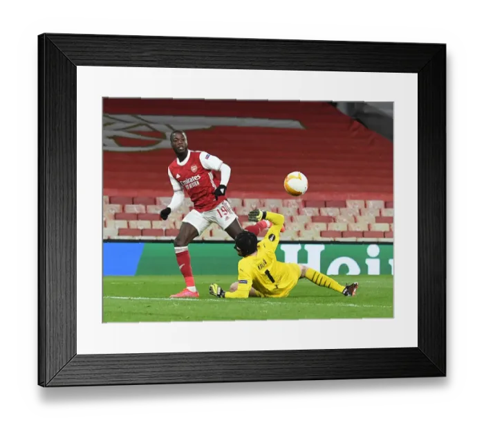 Framed Print : Pepe's Chip: Arsenal's Europa League Goal in Empty Emirates Stadium (2020-21) Framed Print : Pepe's Chip: Arsenal's Europa League Goal in Empty Emirates Stadium (2020-21)